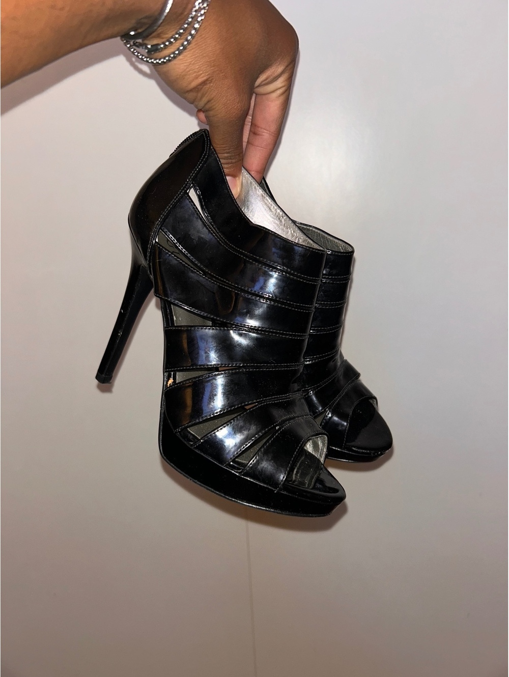 Guess Women's Black Peep Toe Heeled Boots